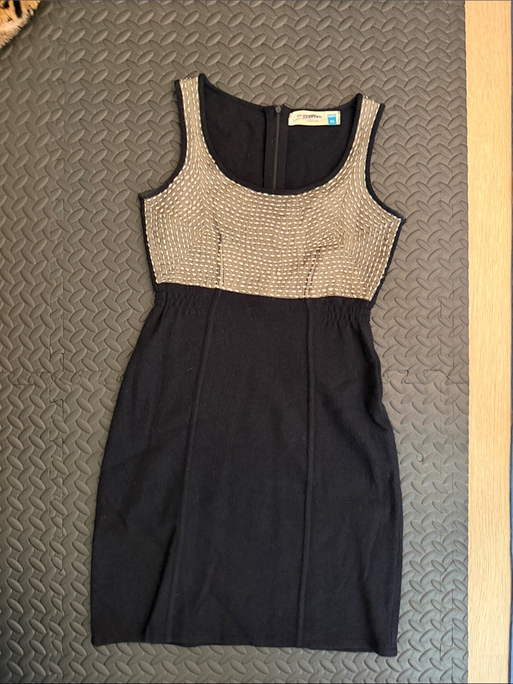 sparrow Black Mini Dress with Cream woven Bodice